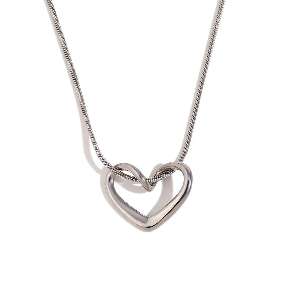 18K Gold Plated Heart Pendant Necklace with Minimalist Snake Chain - Tarnish Free & Hypoallergenic