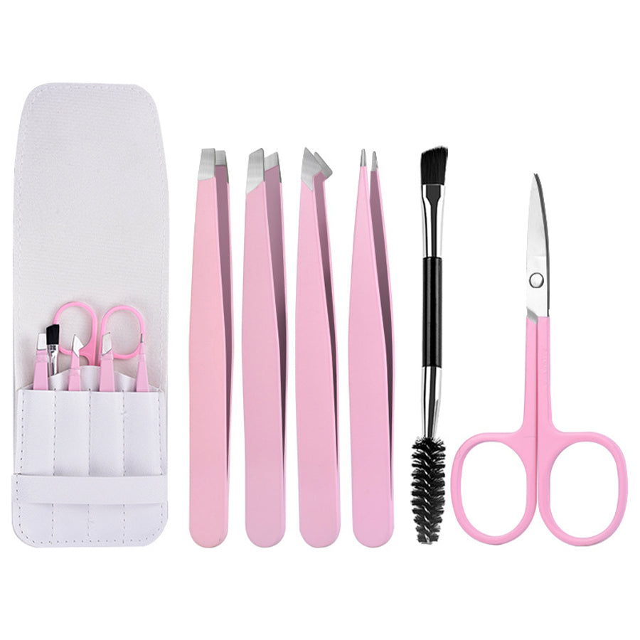 Precision Eyebrow Tweezer Set with Curved Scissors