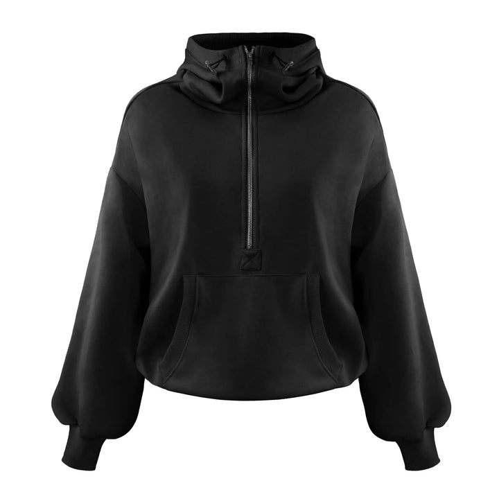 Women's Streetwear Chic Half-Zip Hoodie with Pockets