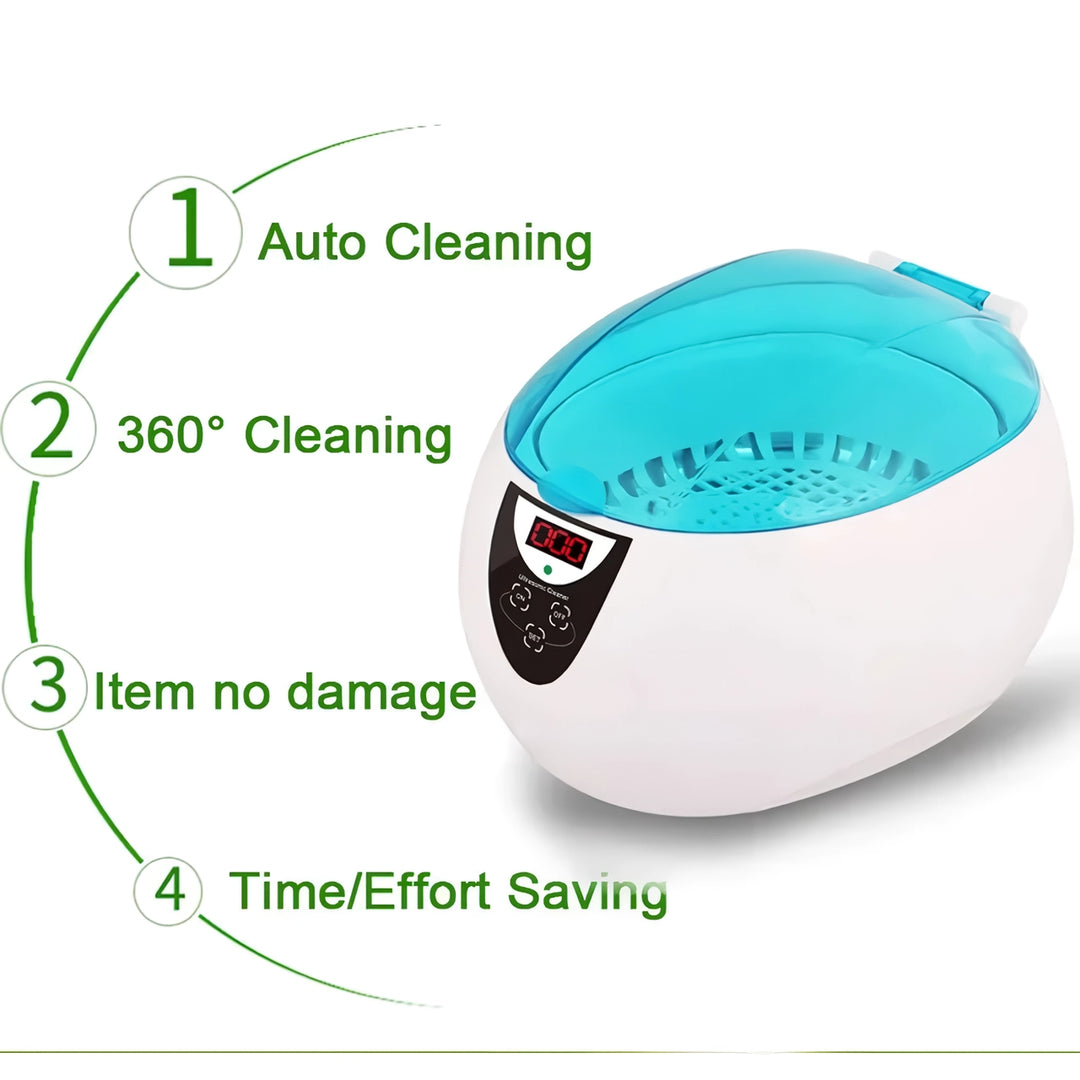 750ML Ultrasonic Jewelry Cleaner with 5 Timers for Glasses, Watches, and More