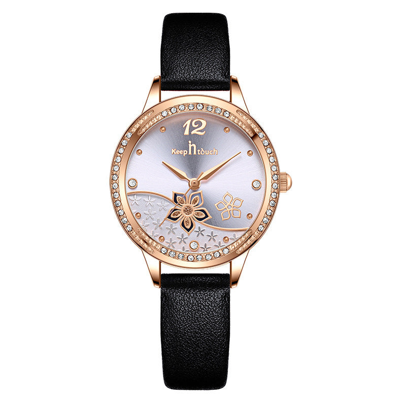 Simple And  Flower Waterproof Watch Women's Trendy Watch