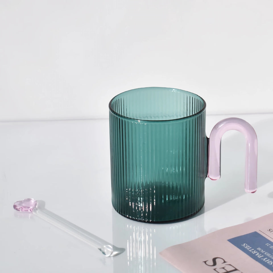 Heat Resistant Glass Mug with Colorful Handle