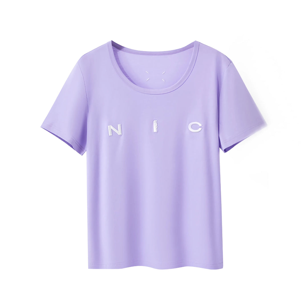 Minimalist O-Neck Embroidered T-Shirt for Women