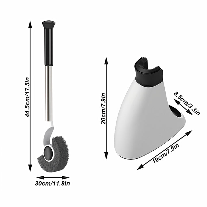 Home Toilet Brush Set with Stainless Steel Handle and Floor-Standing Holder