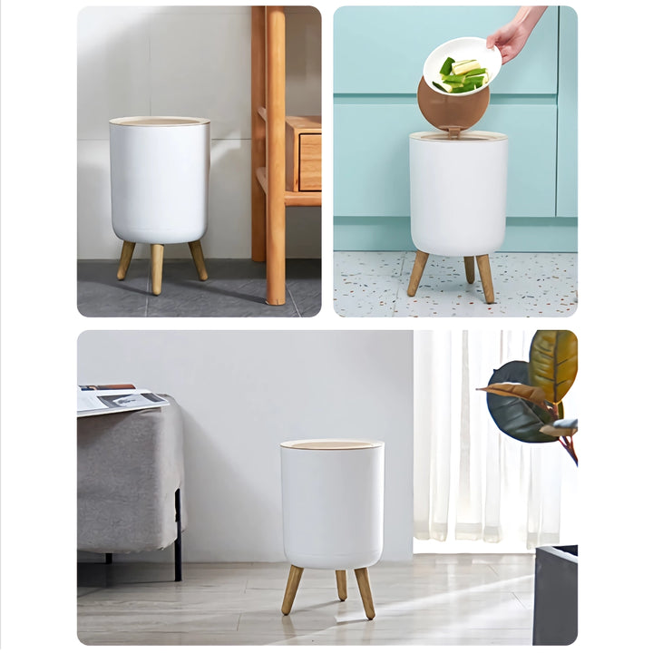 Nordic Style High-Foot Trash Can with Lid