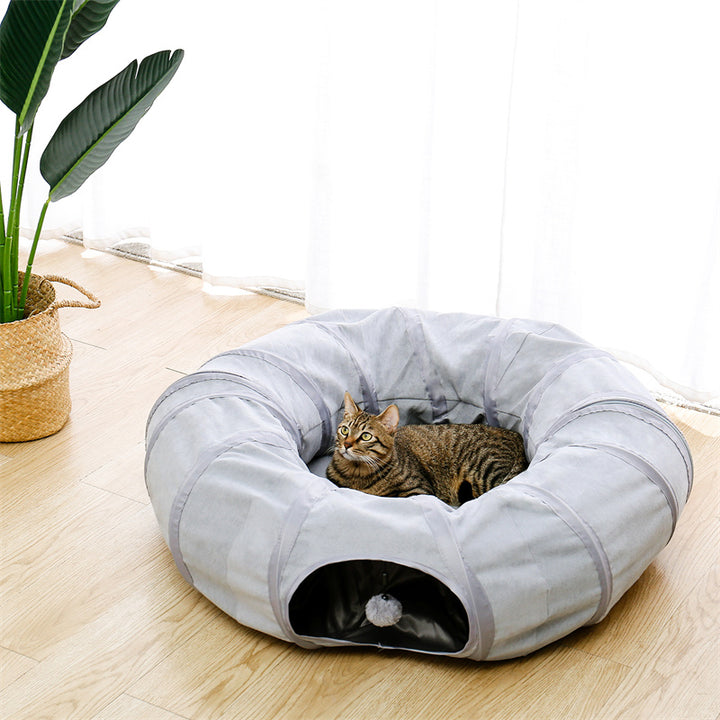 Interactive Collapsible Cat Tunnel Bed