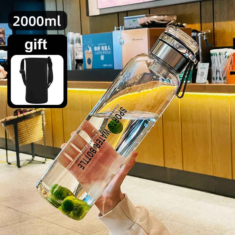 2L Large Capacity Portable Glass Water Bottle