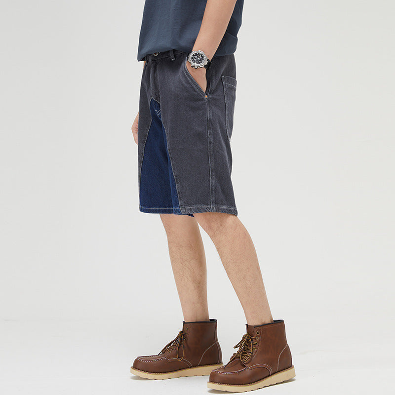 Men's Casual Patchwork Denim Shorts