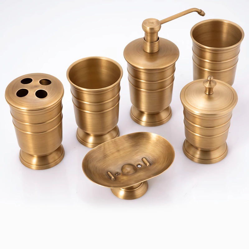 Golden Retro Brushed Brass Bathroom Set