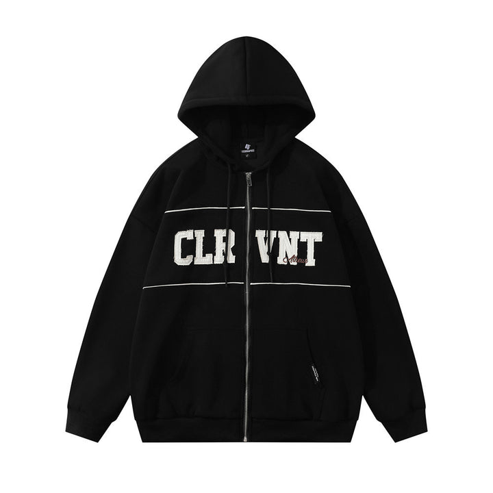 Patch Letter Hooded Coat For Men