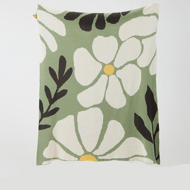 Pastoral Floral Leaves Cotton Throw Blanket