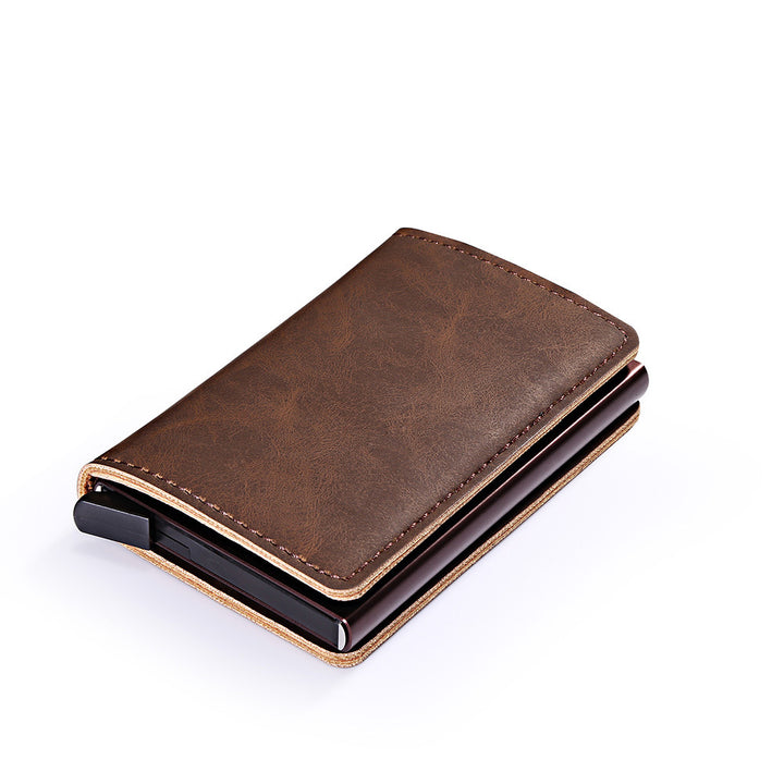 RIFD Security And Anti-theft Automatic Leather Card Case