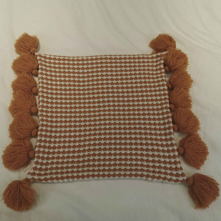 Spot Plaid Tassel Cushion Cover