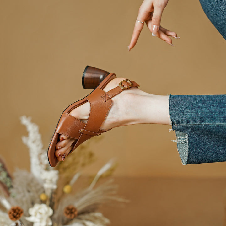 Elegant Leather High Heel Sandals for Women