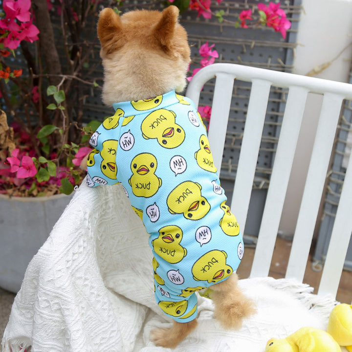 Cozy Cotton Duck Print Dog Romper Pajamas