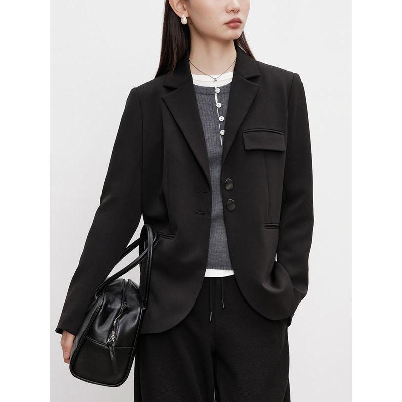 Petite Black Shoulder Suit Jacket for Women