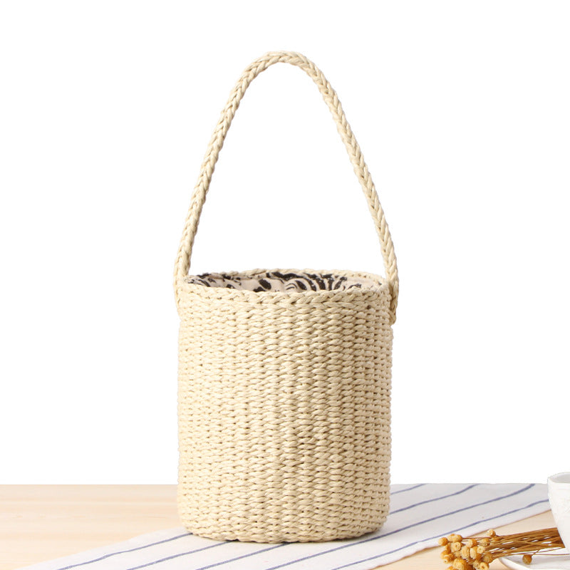 Hand-made Straw Bucket Bag