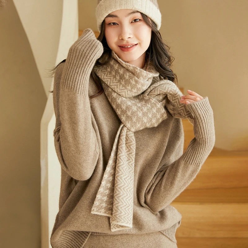 Luxurious 100% Cashmere Knit Winter Scarf