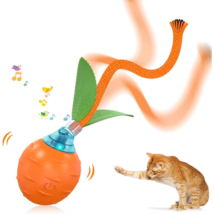 Motion-Activated Cat Ball Toy with Bird Sound and Tail Teaser