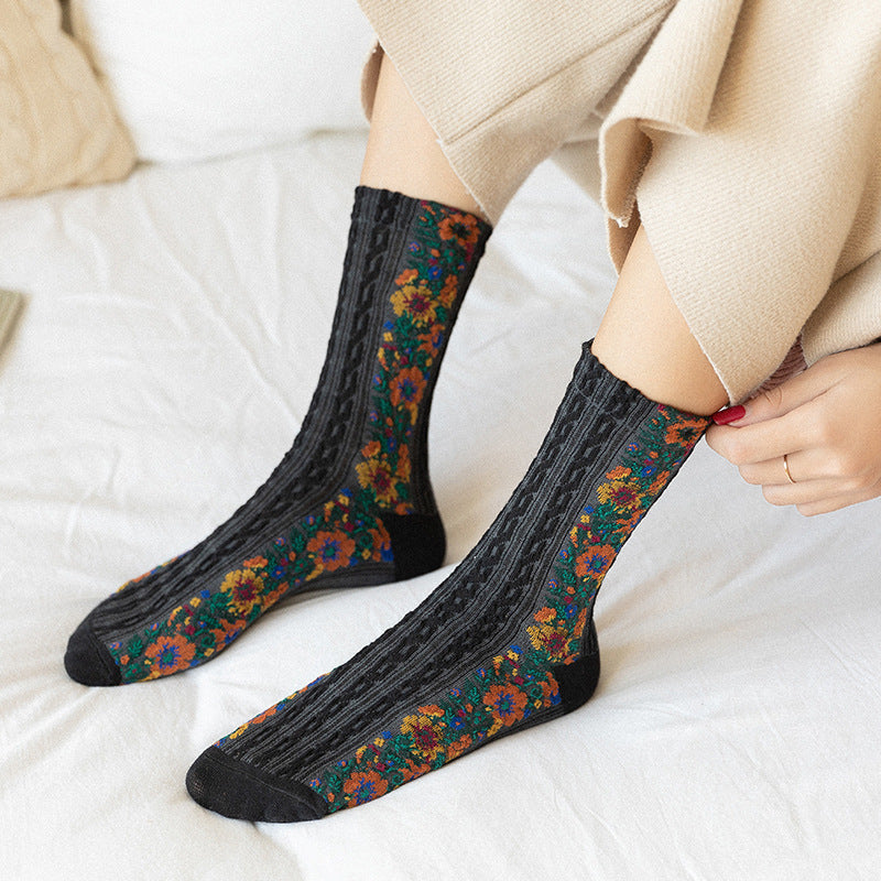 Funny Women’s Harajuku Flower Socks