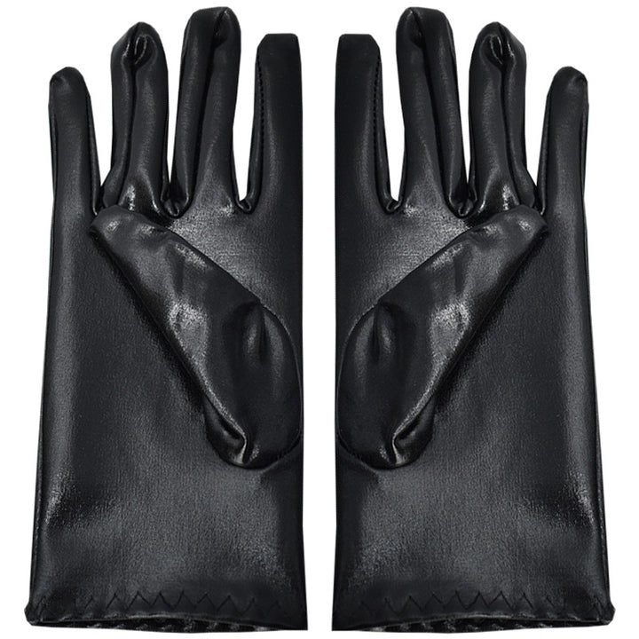 Black Pu Patent Leather Gloves Tight-fitting Single-layer Thin Section