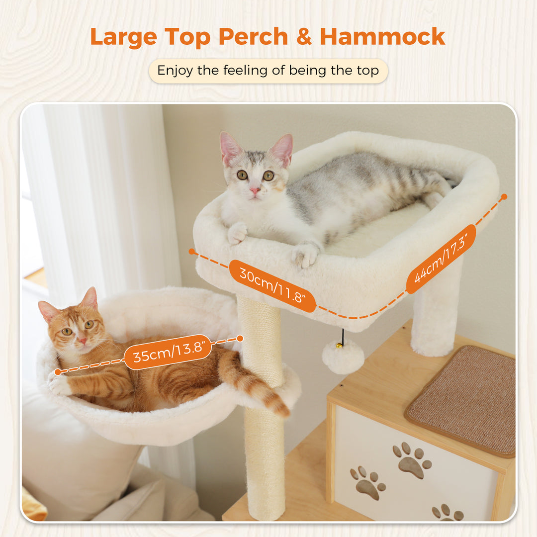 Large Multi-Level Cat Tree with Spacious Condos, Hammocks, and Sisal Scratching Posts