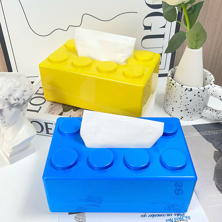 Creative Wall-Mounted Tissue Box Holder with Building Blocks