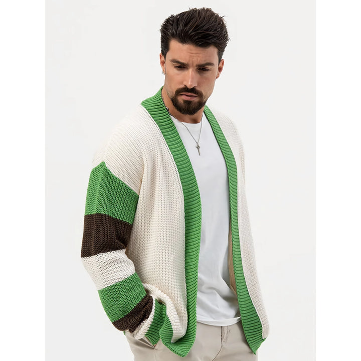 Light Luxury Patchwork Knit V Neck Cardigan Sweater