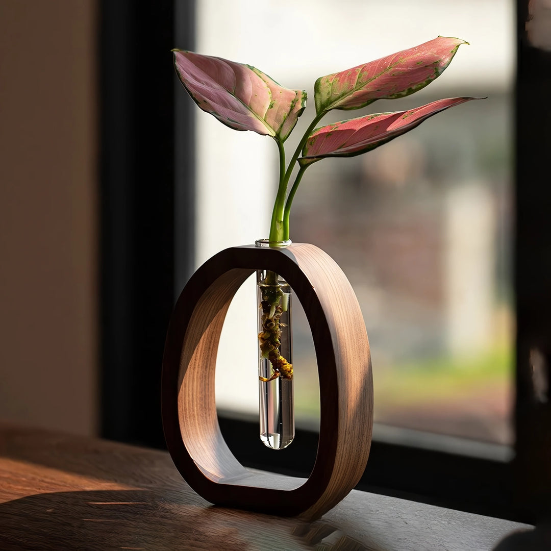 Walnut Solid Wood Flower Vase - Modern Creative Plant Stand