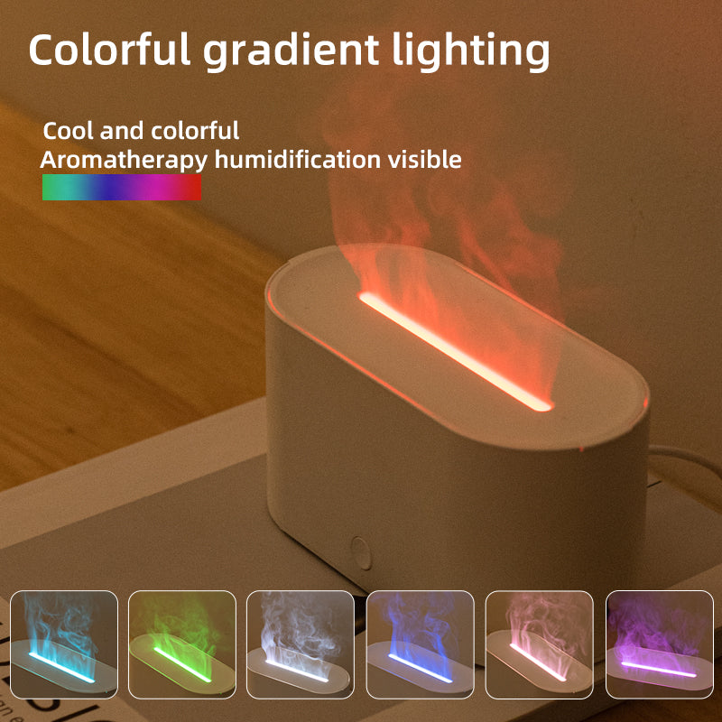 Wood Grain Aromatherapy Flame Humidifier – USB Essential Oil Diffuser