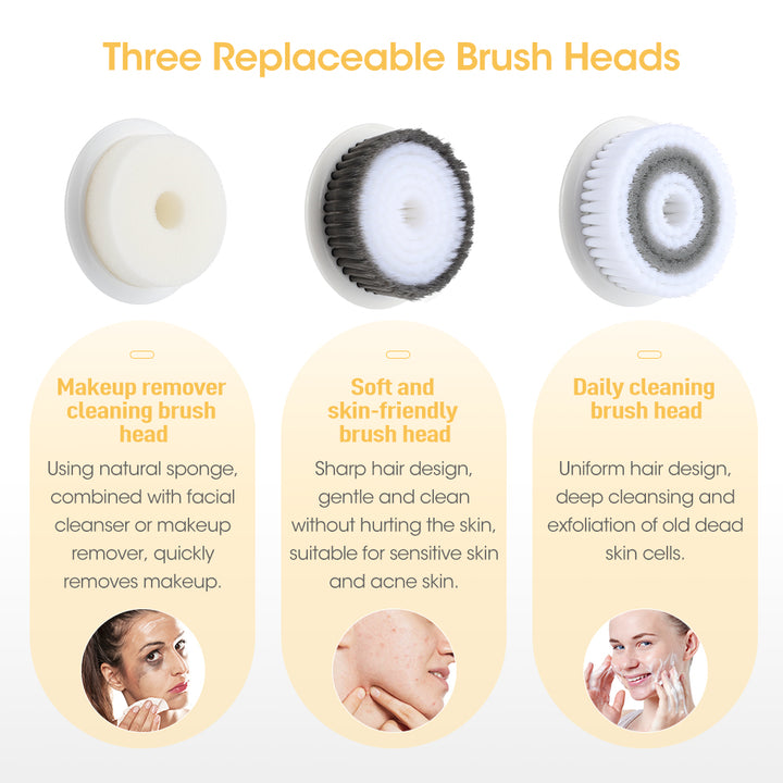 3-in-1 Rotating Facial Cleansing Brush - Deep Pore Skin Care & Massage