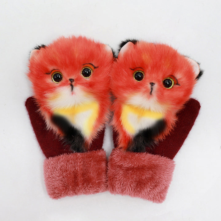 Winter Women's Plush Cartoon Animal Gloves