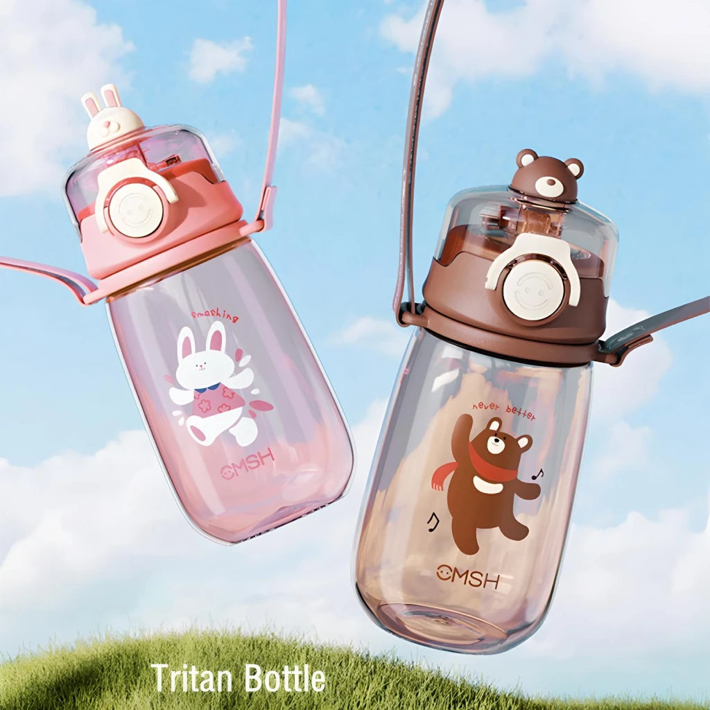 520ml Eco-Friendly Kids Water Bottle with Straw & Strap