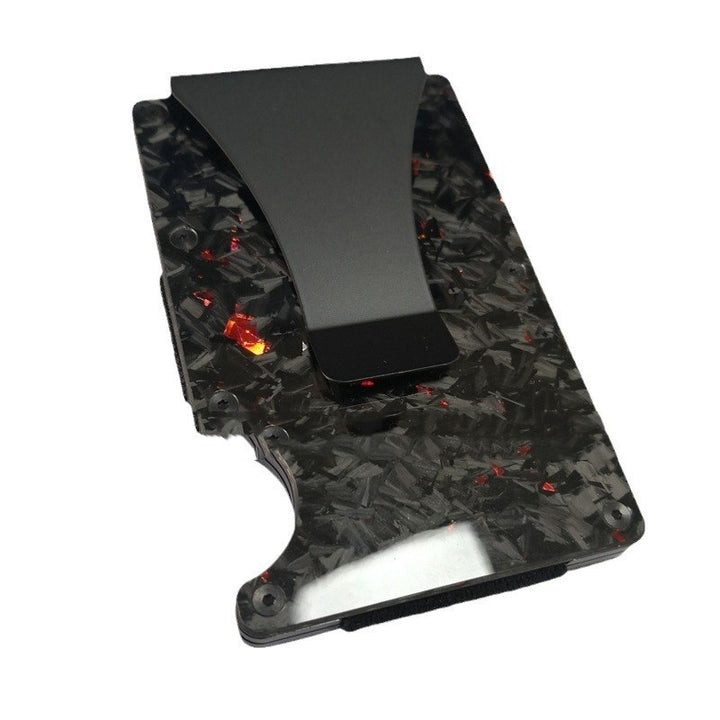 Factory Supply Carbon Fiber Wallet Shell Pattern Wallet Forged Pattern Card Clamp Metal RFID Card Holder