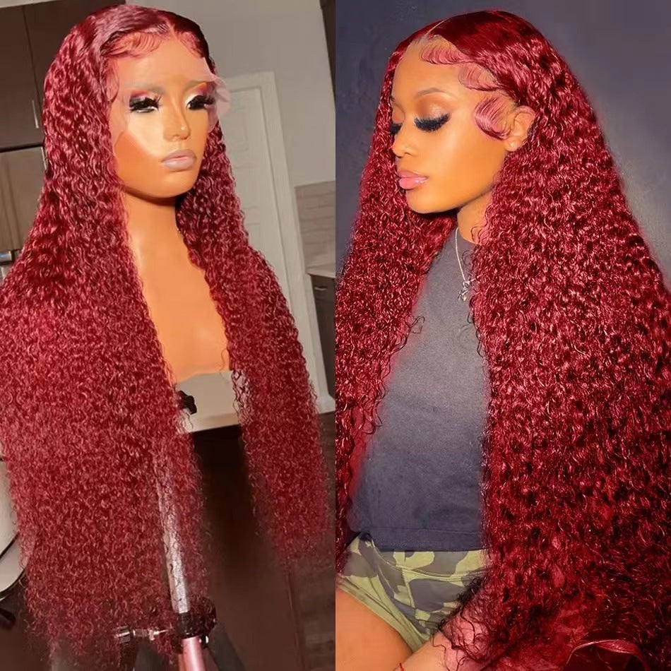 Creative And Versatile Wine Red Long Front Lace Wig