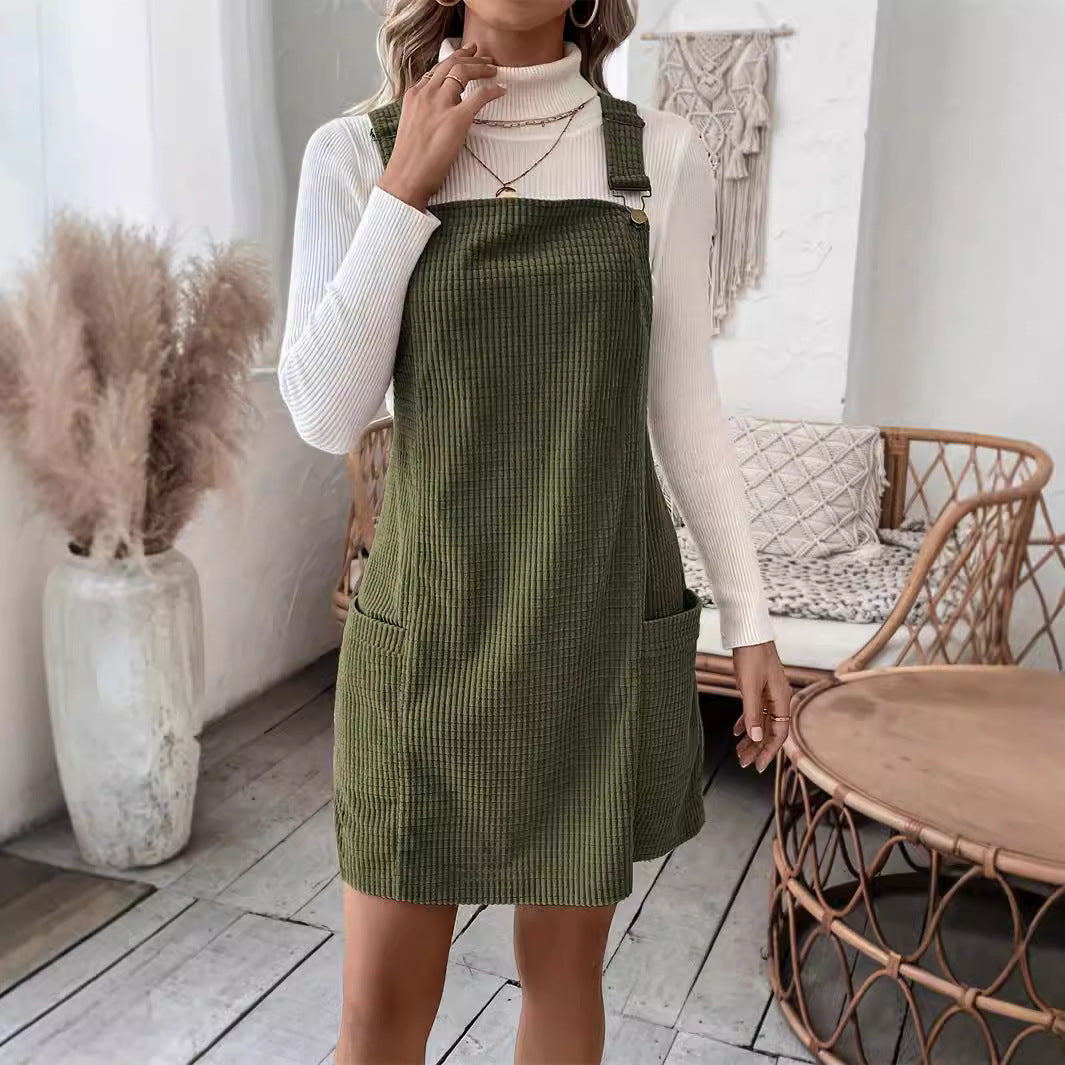 Women's Knitted Solid Color Suspender Skirt