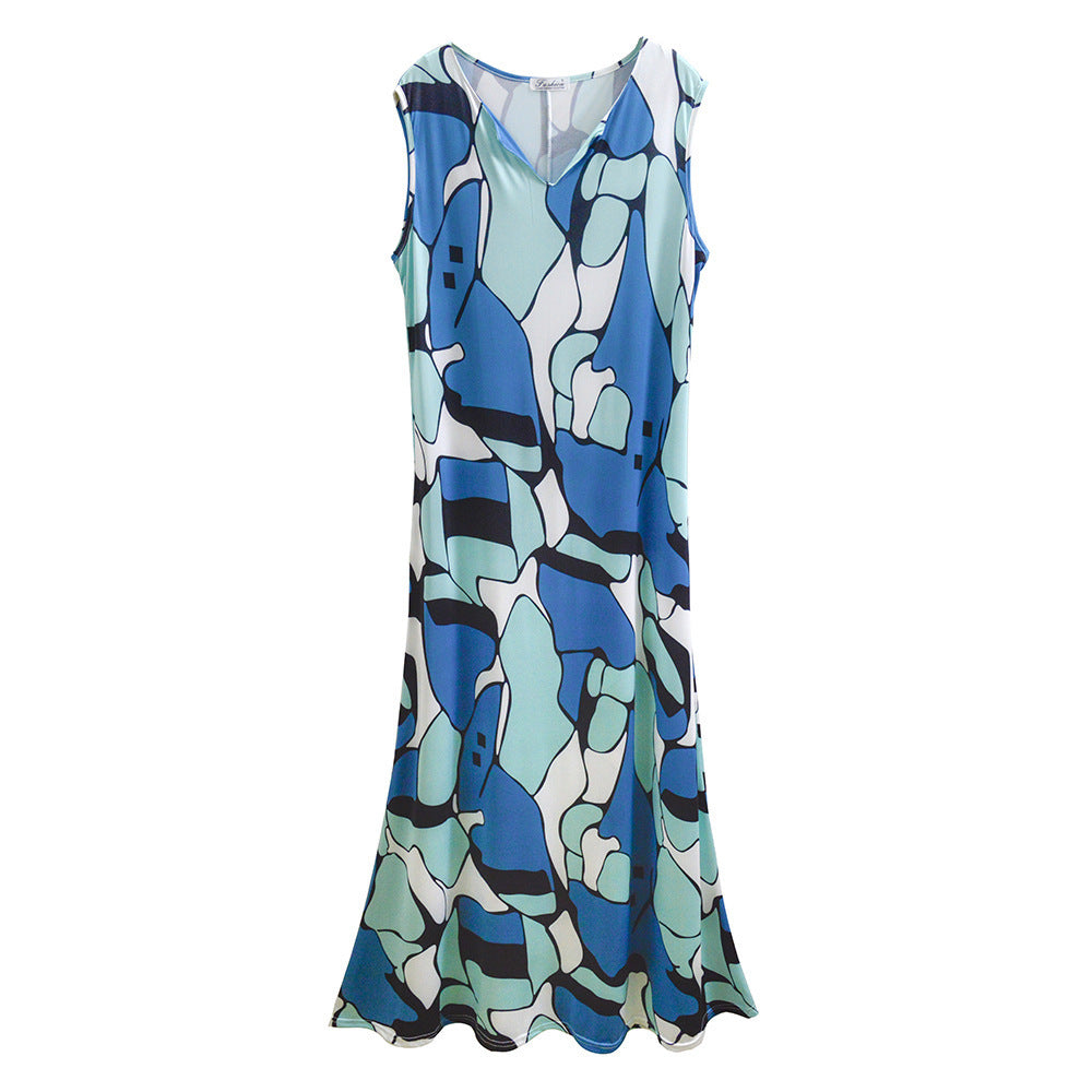 New Women's Printed Sleeveless Dress