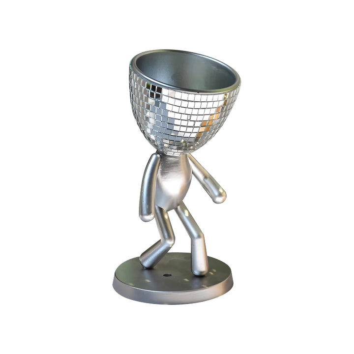 Mirror Disco Walking Man Planter Pot