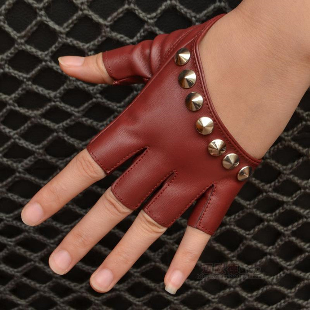 Punk Street Dance Studded Half Finger And Half Palm Performance