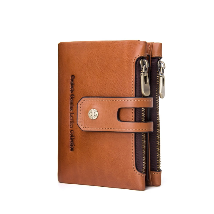 Genuine Leather Short Bifold Wallet