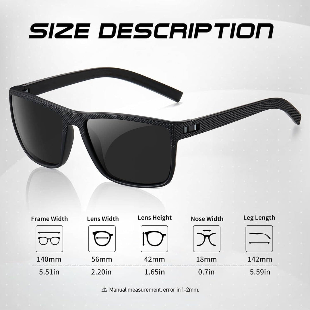 3PCS Square Polarized Sunglasses