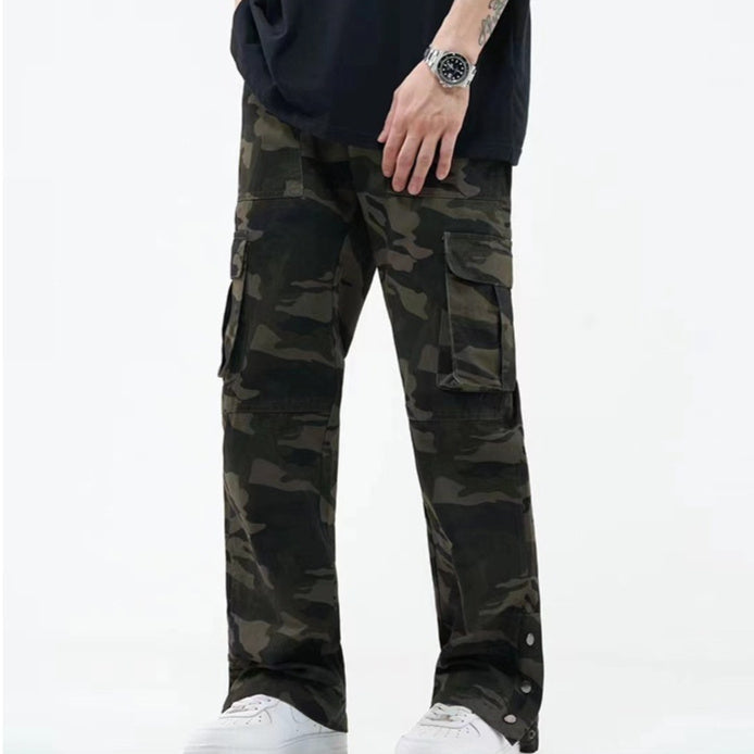 Retro Hip Hop Camouflage Wide-leg Overalls