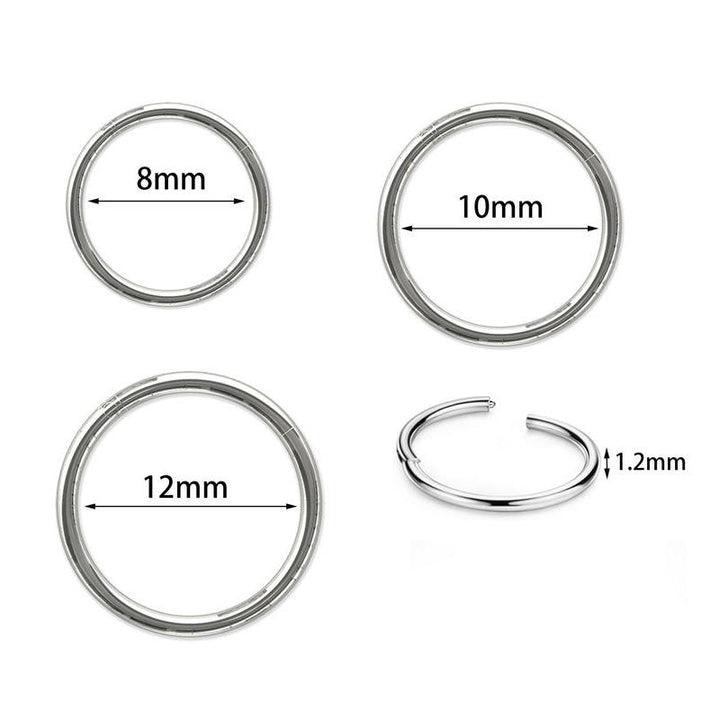 1.2mm Surgical Steel Septum Clicker Piercing Hoop – Hinged Nose, Lip, and Ear Cartilage Ring