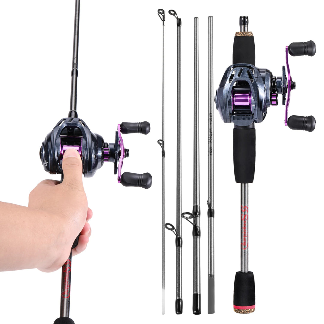 Premium 5.6ft Carbon Fiber Fishing Rod and Baitcasting Reel Combo