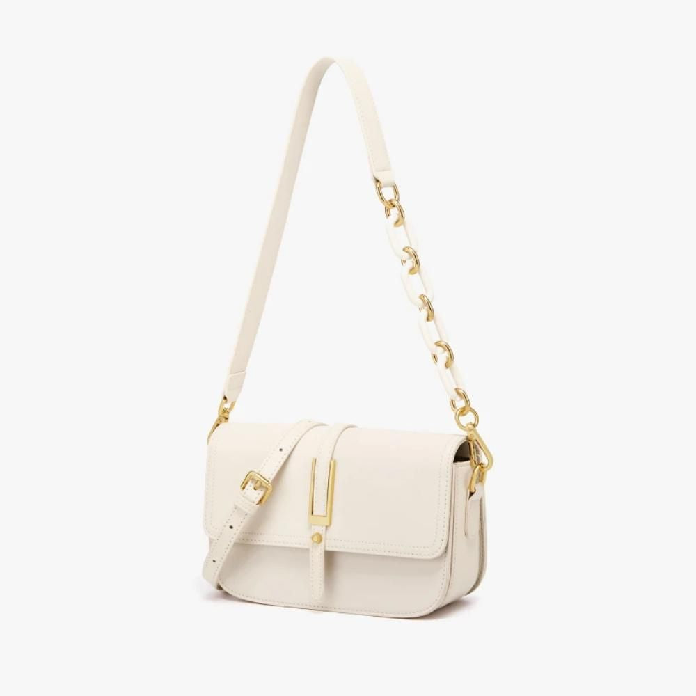 Elegant White Leather Crossbody & Shoulder Bag for Women