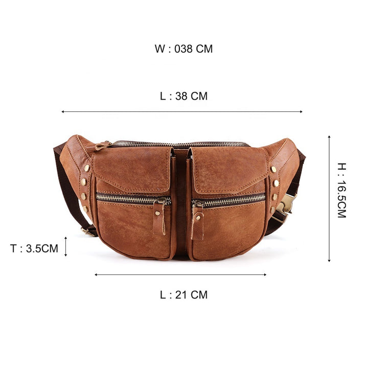 Leather Men's Outdoor Multi-function Single Shoulder Bag