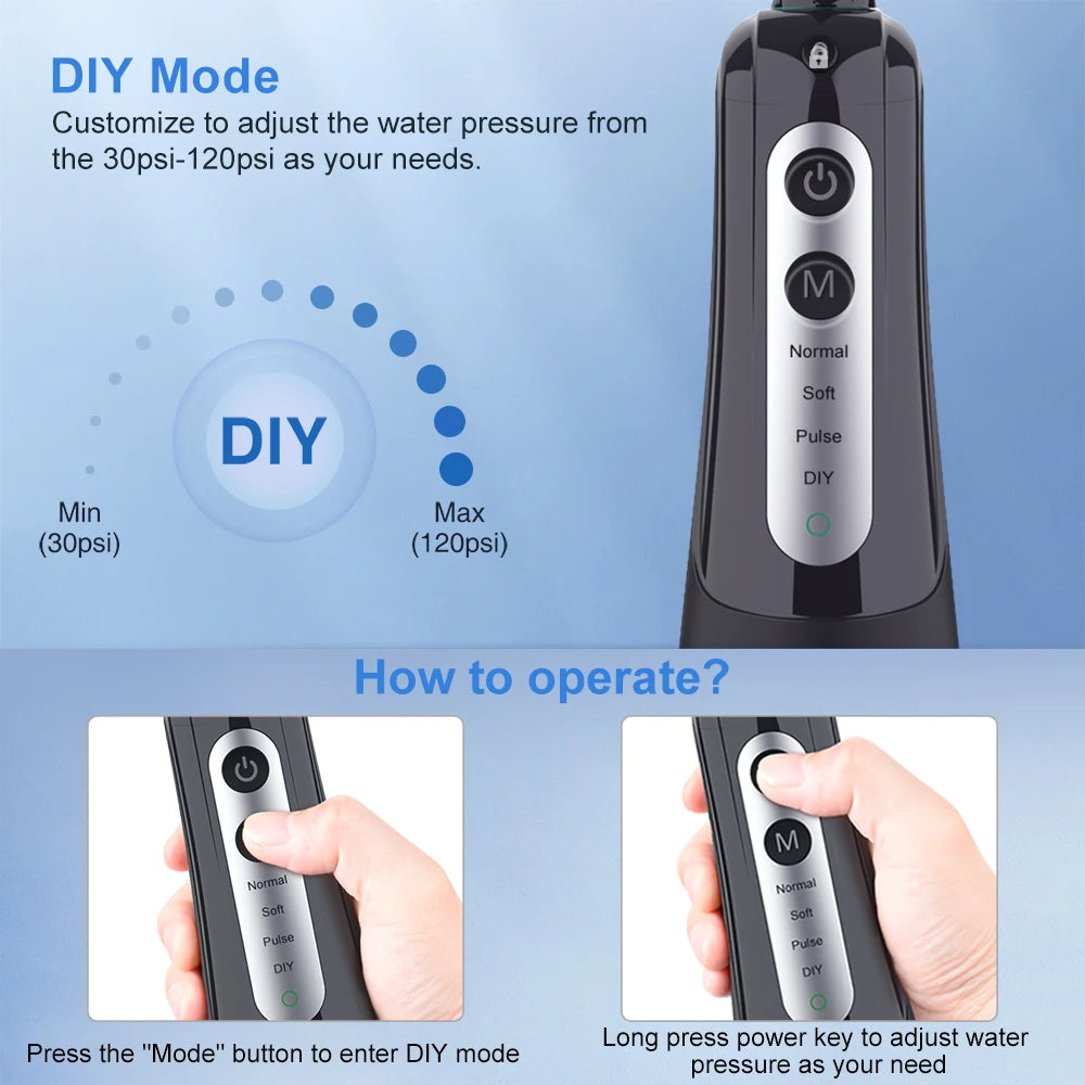 Portable Waterproof Oral Irrigator - Rechargeable Water Flosser