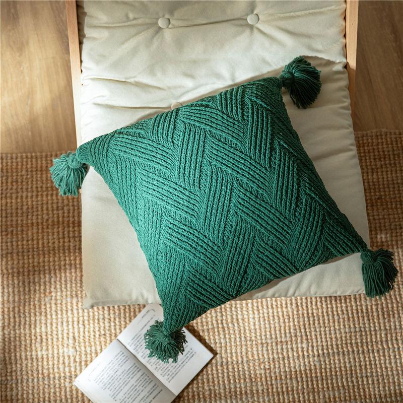 Chenille Handmade Tassel Pillow Cover