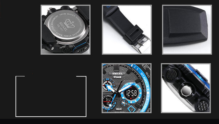 Waterproof And Shockproof Dual Display Luminous Watch