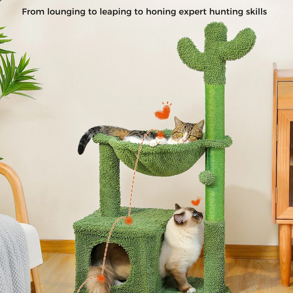 Cactus Cat Tree Condo with Hammock, Scratching Post, and Sisal Rope